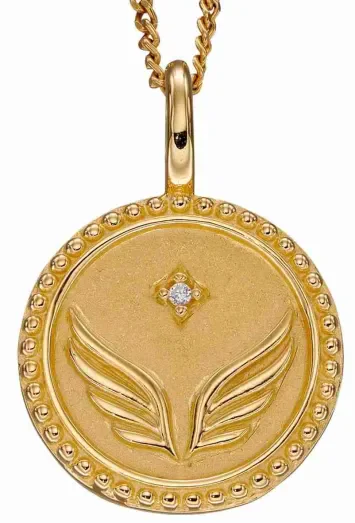 Mon-bijou - D5005c - Collier étoile et aile d'ange plaqué or en argent 925/1000