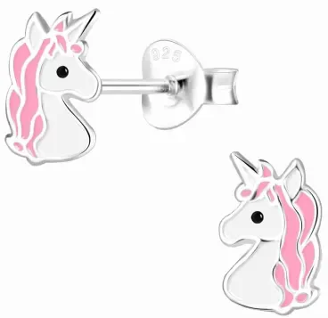 Mon-bijou - H10002424 - Boucle d'oreille licorne rose en argent 925/1000