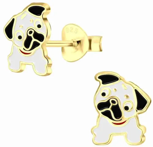 Mon-bijou - H10005643 - Boucle d'oreille le carlin chien plaqué or en argent 925/1000