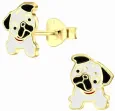 Boucles d oreilles boucles  adorable carlin  - argent massif 925 plaqué or