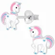 Boucles d oreilles poney fille  magique  ✨ argent 925 rose