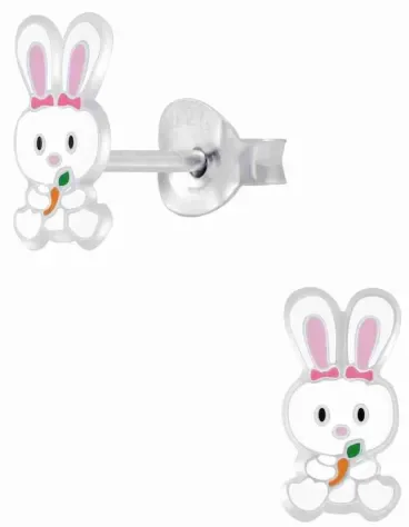 Mon-bijou - H10009691 - Boucle d'oreille petit lapin rose en argent 925/1000