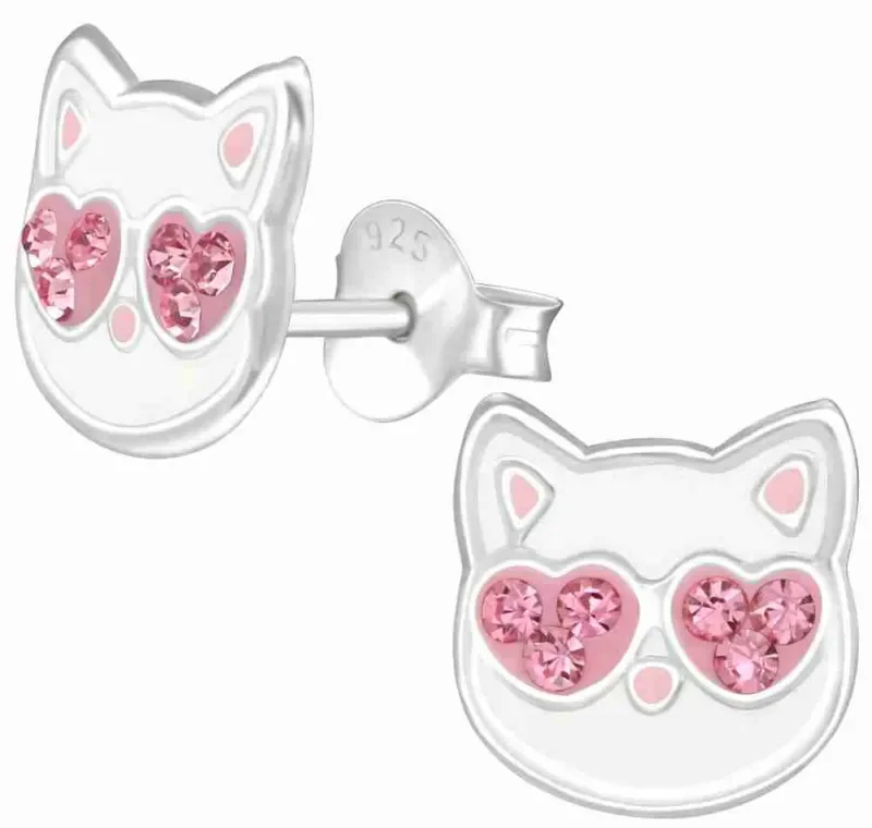 Boucles d oreilles boucles chat  amour félin  - argent 925 rhodié
