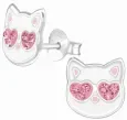 Boucles d oreilles boucles chat  amour félin  - argent 925 rhodié