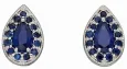 Boucles d oreilles saphir bleu profond et or blanc 9 carats