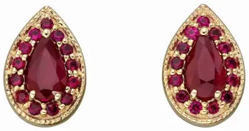 Mon-bijou - D2379 - Boucle d'oreille rubis sur or 375/1000
