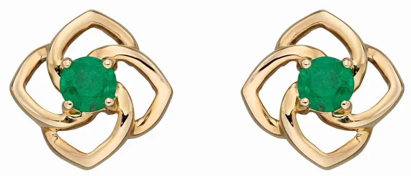 Boucles d oreilles éclat d émeraude en or 9 carats