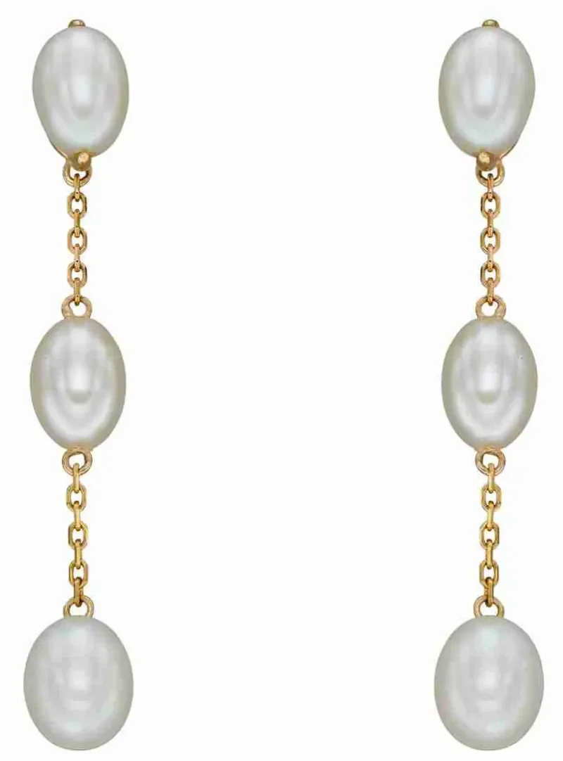 Boucles d oreilles boucles  éclat nacré  en or jaune 9k et perle de culture