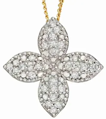 Mon-bijou - D2283c - Collier fleur diament sur or 375/1000