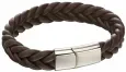 Bracelet homme  terra  cuir marron et acier 316l