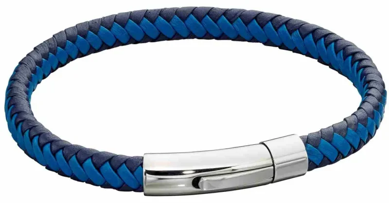 Bracelet homme  vulcain   alliance acier 316l et cuir véritable tressé