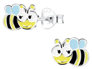 Boucles d oreilles boucles  abeille butineuse  en argent 925