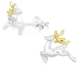 Boucles d oreilles cerf majestueux  argent 925 plaqué or