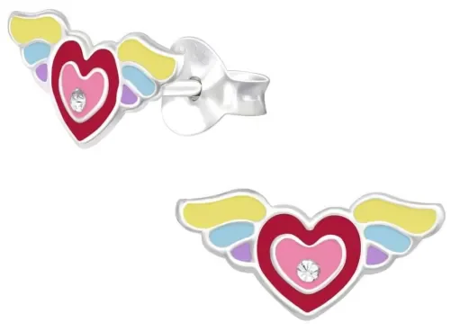 Boucles d oreilles Ailes d Ange et Cœur en Argent Massif 925