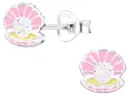 Boucles d oreilles pendantes perle et argent  lune nacrée