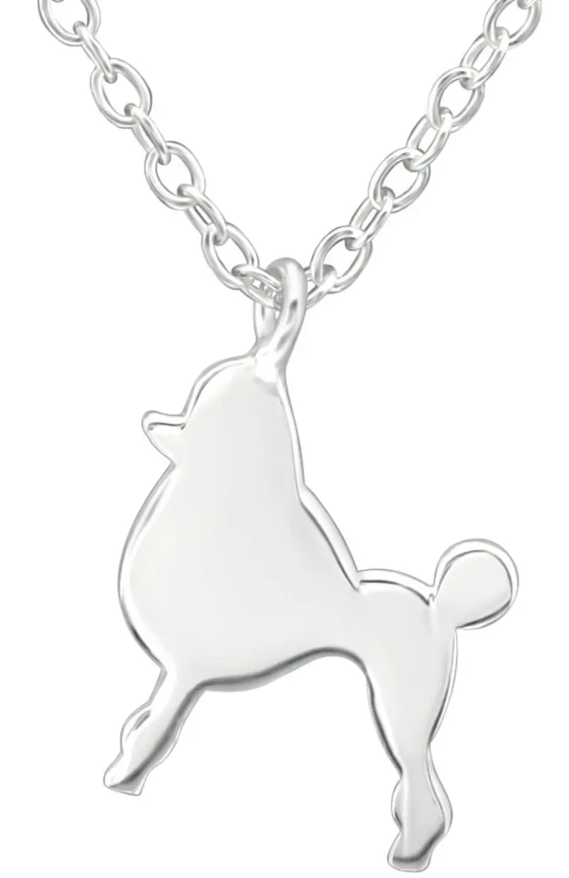 Collier caniche  royal  en argent 925 - pendentif chien élégant