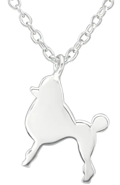 Collier caniche  royal  en argent 925 - pendentif chien élégant