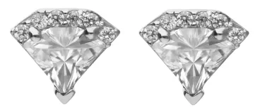 Boucles d oreilles boucles diamant 0.05 ct et argent 925 rhodié - éclat solitaire