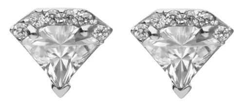 Boucles d oreilles boucles diamant 0.05 ct et argent 925 rhodié - éclat solitaire