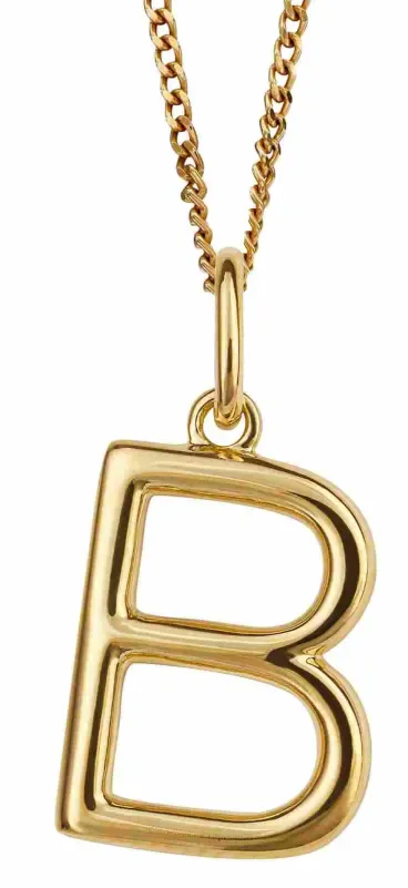 Collier lettre b en plaqué or 18 carats sur argent 925