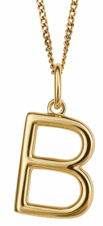 Collier lettre b en plaqué or 18 carats sur argent 925