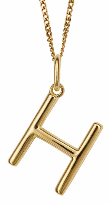 Collier lettre h en argent 925 plaqué or 18 carats