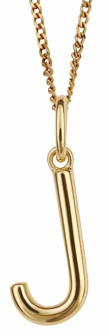 Collier initial j en argent 925 plaqué or 18 carats