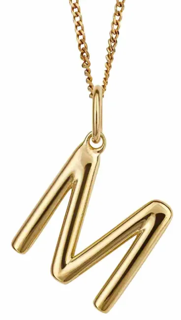 Collier Initial M en Argent 925 Plaqué Or 18 Carats
