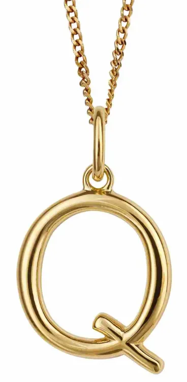 Collier Initial Lettre Q  Argent Massif 925 et Plaqué Or 18 Carats