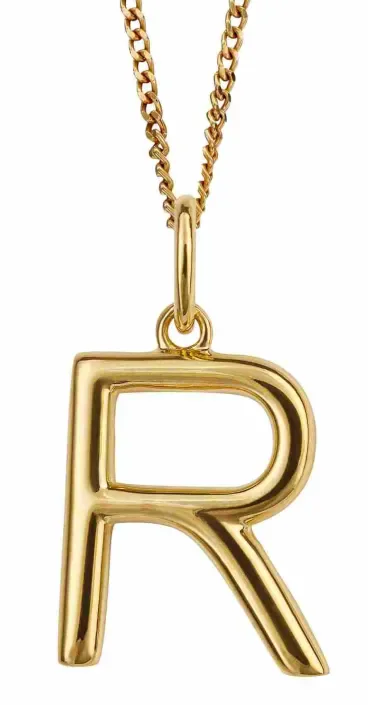 Collier initiale r en argent 925 plaqué or