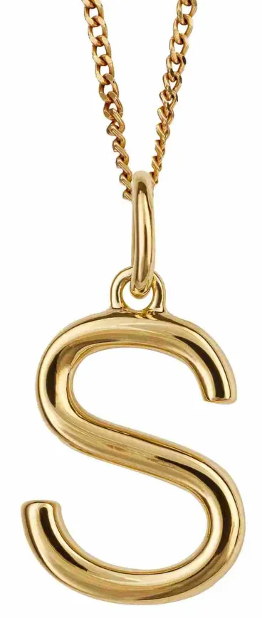 Collier lettre s en argent 925 plaqué or