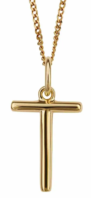 Collier lettre t en argent 925 plaqué or 18 carats