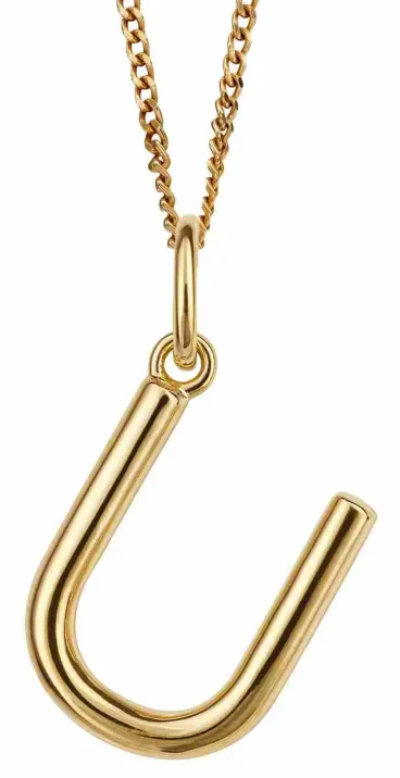 Collier lettre u  signature  en argent plaqué or 18 carats
