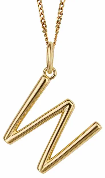 Collier lettre w en argent 925 doré à l or fin