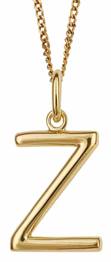 Collier Initial  Z   Pendentif Lettre en Argent 925 Plaqué Or