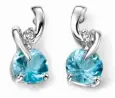 Boucles d oreilles céleste or 9 carats, topaze bleue et diamants