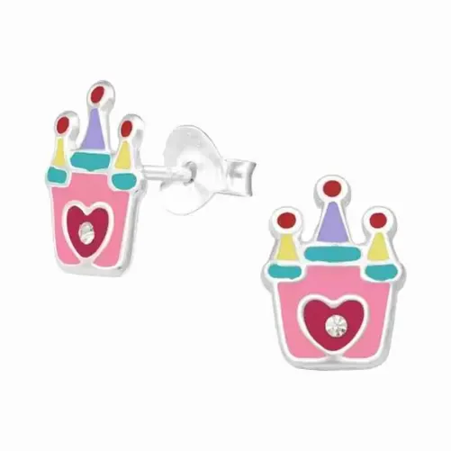 Boucles d oreilles château en argent 925 rhodié