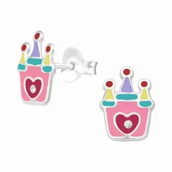 Boucles d oreilles château en argent 925 rhodié