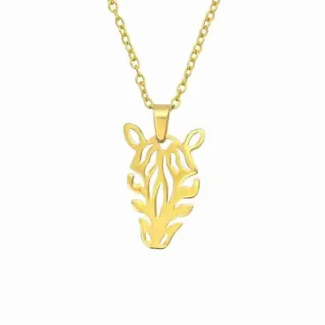 Collier Zèbre SAUVAGE en Argent 925 Plaqué Or 18 Carats