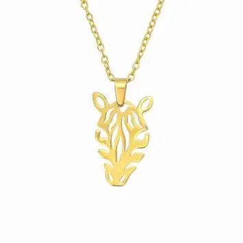 Collier Zèbre SAUVAGE en Argent 925 Plaqué Or 18 Carats