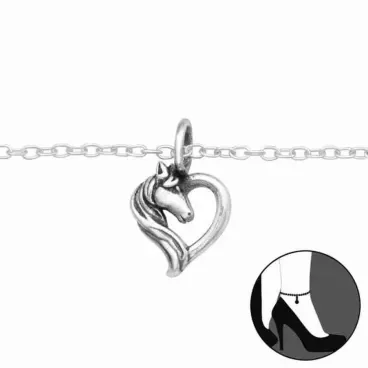 Chaîne de Cheville Cœur  Éclat d Amour  en Argent Massif 925