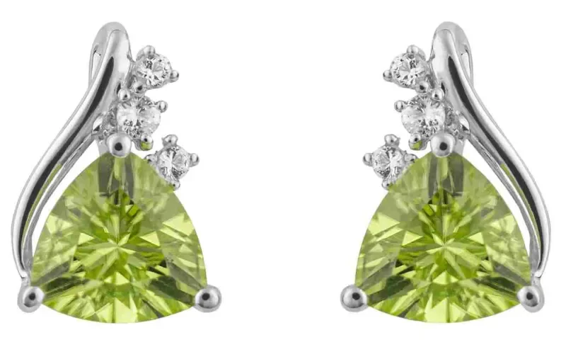 Boucles d oreilles symphonie en or 9k, péridot et topaze bleue naturelles