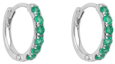 Boucles d Oreilles Boucles Émeraude et Or Blanc 9 Carats