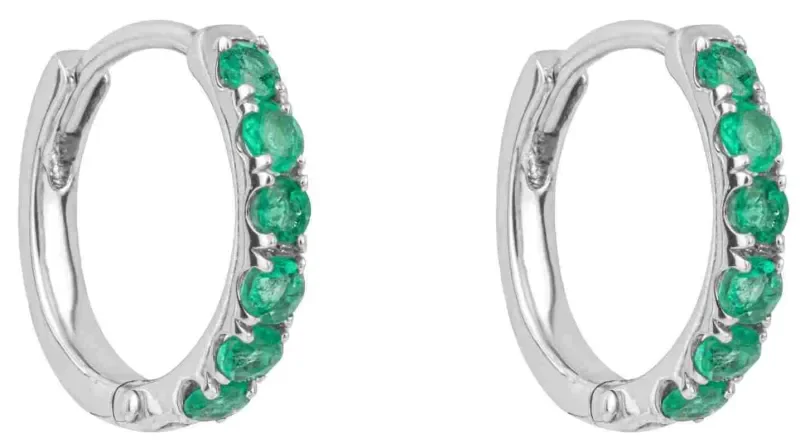 Boucles d oreilles boucles émeraude et or blanc 9 carats