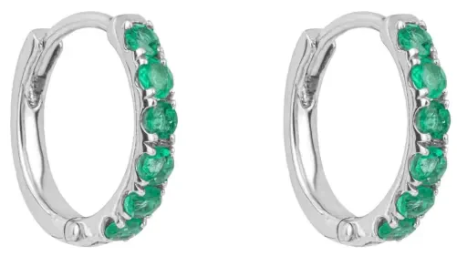 Boucles d Oreilles Boucles Émeraude et Or Blanc 9 Carats