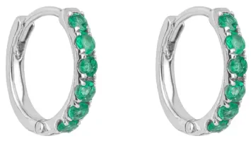 Boucles d Oreilles Boucles Émeraude et Or Blanc 9 Carats