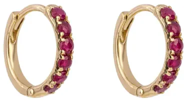Boucles d Oreilles Boucles Éclat de Rubis - Or Jaune 9 Carats