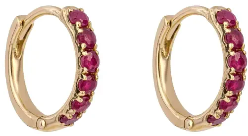 Boucles d oreilles boucles éclat de rubis - or jaune 9 carats