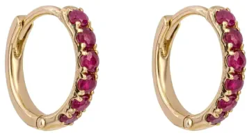 Boucles d Oreilles Boucles Éclat de Rubis - Or Jaune 9 Carats