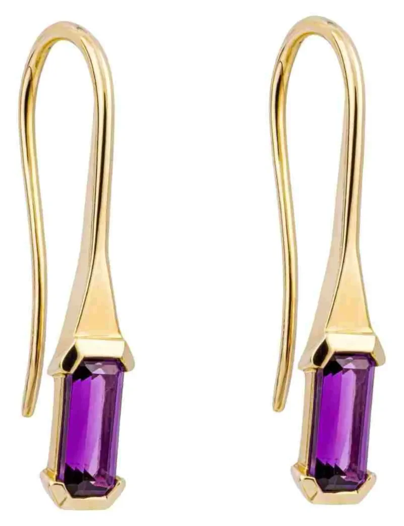 Boucles d oreilles  iris divin  - améthyste naturelle et or 9 carats